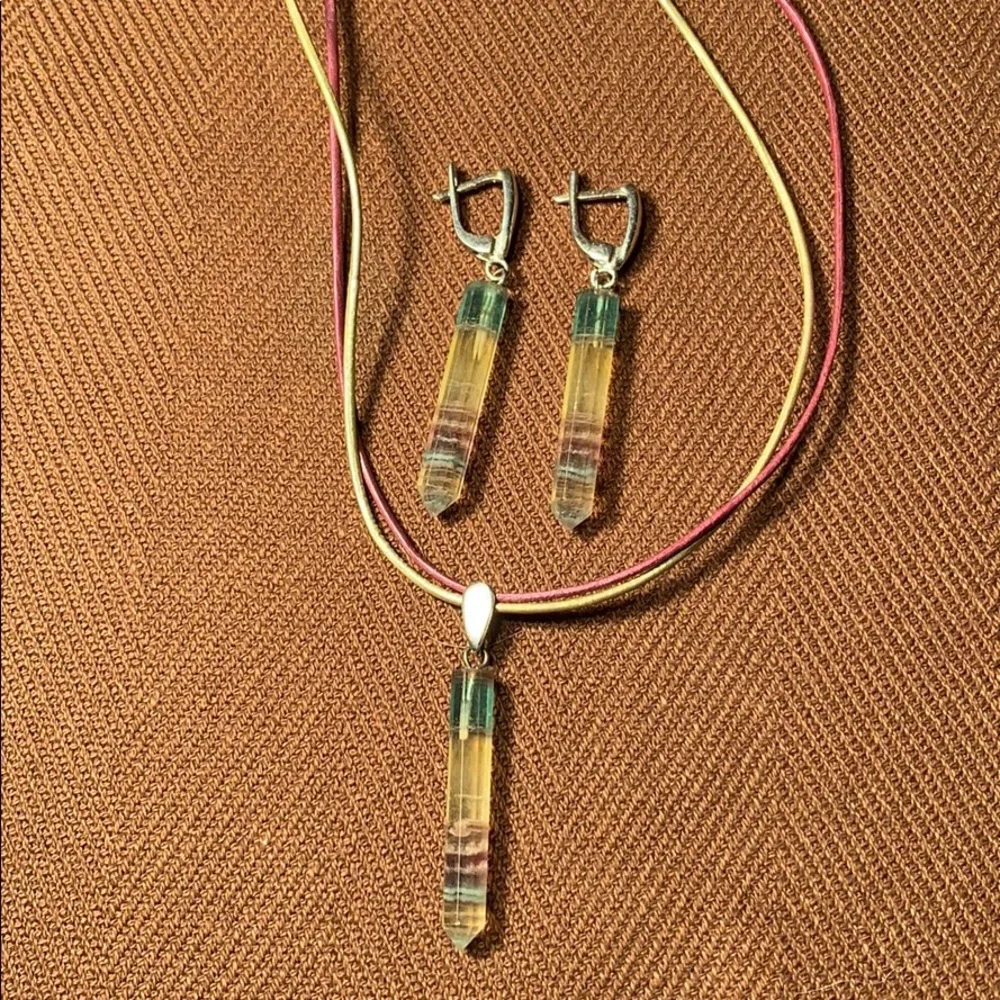 Sterling silver Tourmaline/Ametrine(?)earrings/necklace set - Picture 16 of 16